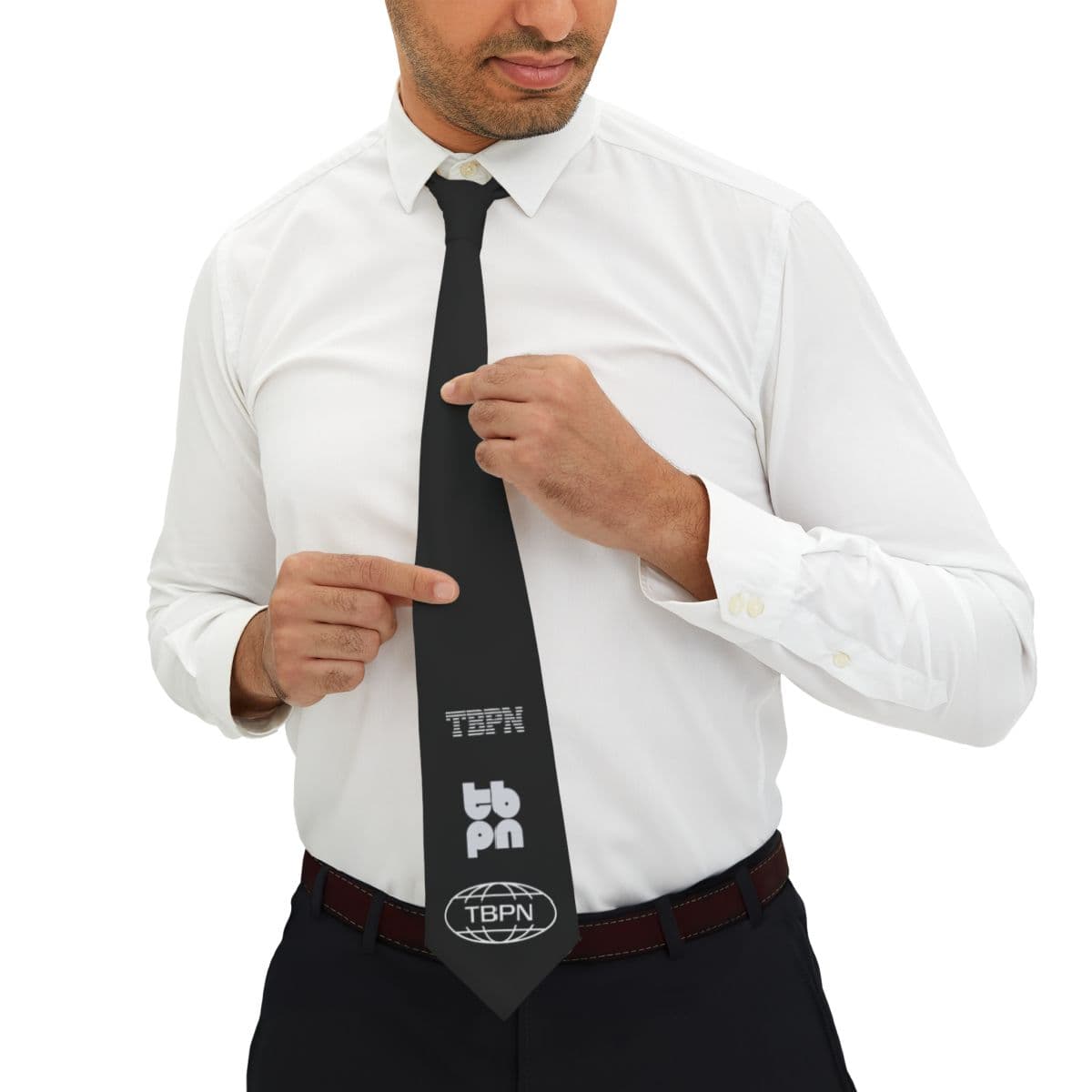 TBPN Sleek Black Necktie | Modern Style, Perfect for Formal Wear, Business Meetings, Weddings, Gifts, Office Attire view 4